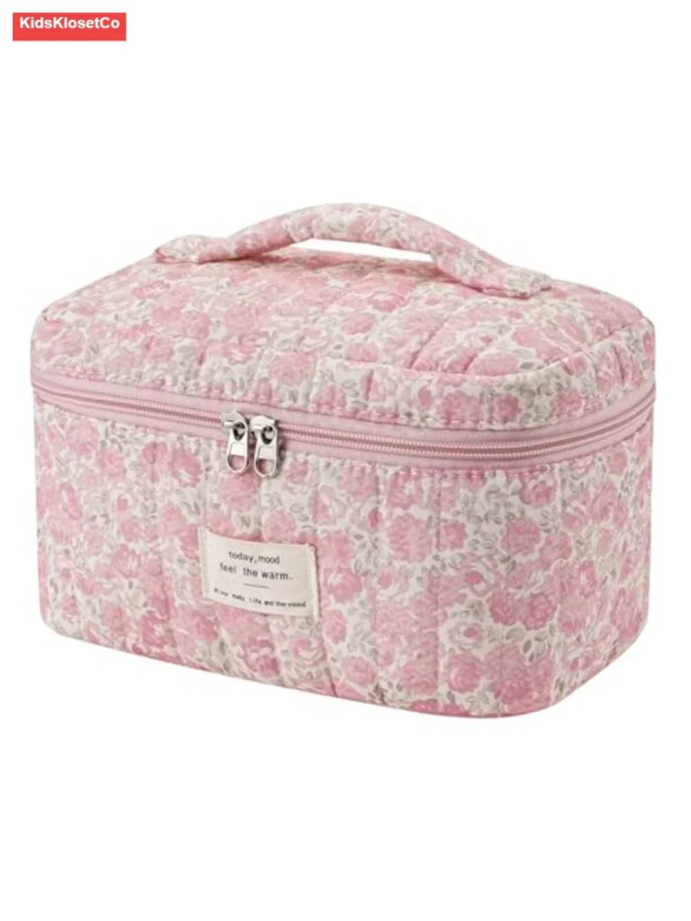 Quilted Makeup Bag for Women Travel Cosmetic Pouch Large Double Zipper